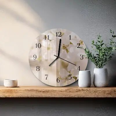 Kulaté skleněné hodiny na zeď Květiny