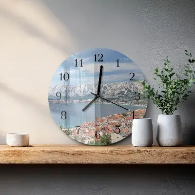 Kulaté skleněné hodiny na zeď Záliv