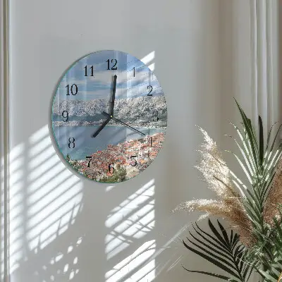 Kulaté skleněné hodiny na zeď Záliv