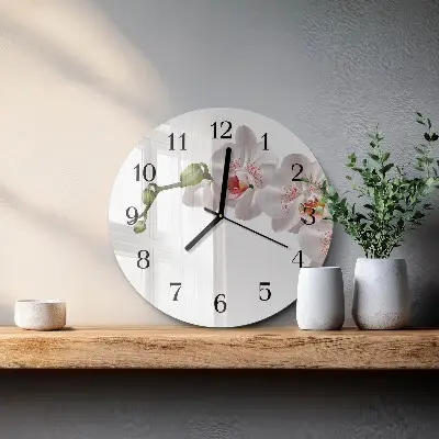 Nástěnné hodiny skleněné kulaté Orchidej