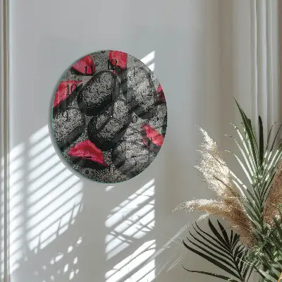 Hodiny na skle kulaté Kameny