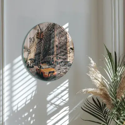 Hodiny s fotkou skleněné kulaté Taxi