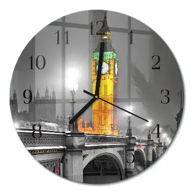 Kulaté skleněné hodiny na zeď Big Ben