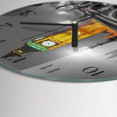 Kulaté skleněné hodiny na zeď Big Ben