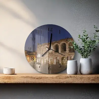 Kulaté skleněné hodiny na zeď Noční světlo