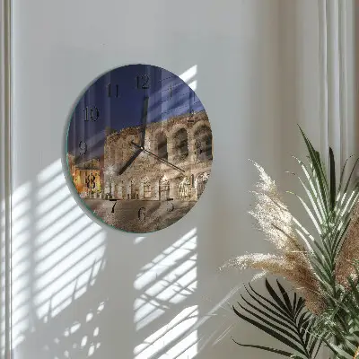 Kulaté skleněné hodiny na zeď Noční světlo