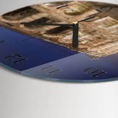 Kulaté skleněné hodiny na zeď Noční světlo