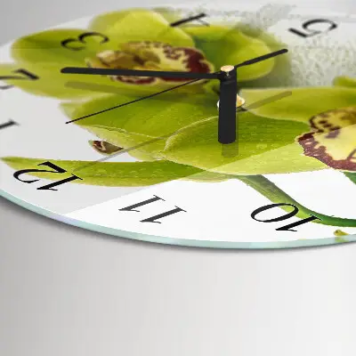 Nástěnné hodiny skleněné kulaté Orchidej