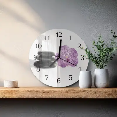Hodiny s fotkou skleněné kulaté Kameny