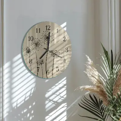 Nástěnné hodiny skleněné kulaté Květiny