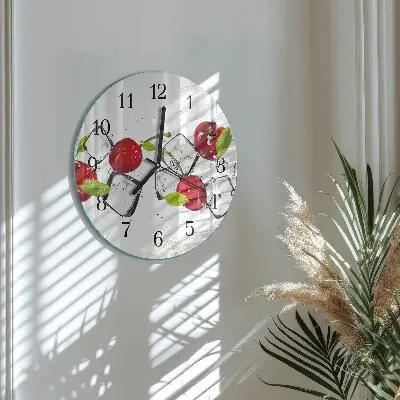 Kulaté skleněné hodiny na zeď Třešňová zmrzlina