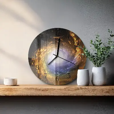 Nástěnné hodiny skleněné kulaté Kosmos