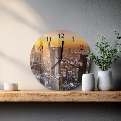 Hodiny s fotkou skleněné kulaté Západ slunce