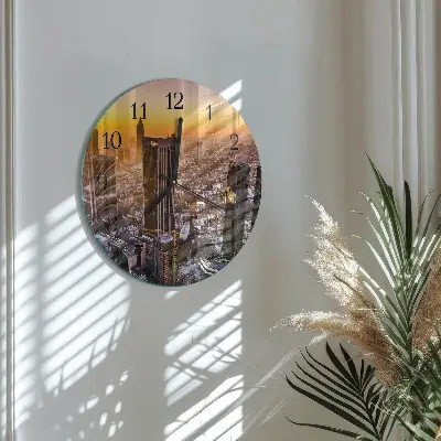 Hodiny s fotkou skleněné kulaté Západ slunce