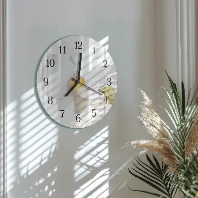 Kulaté skleněné hodiny na stěnu Orchidej
