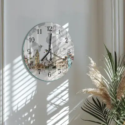 Hodiny s fotkou skleněné kulaté Svět