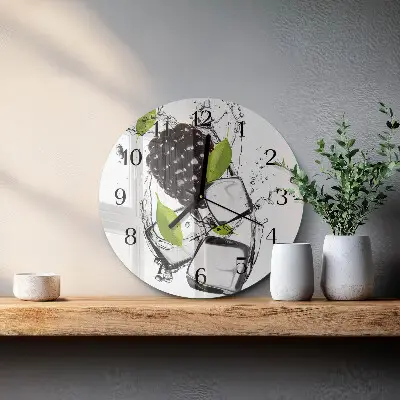 Kulaté skleněné hodiny na zeď Ostružina
