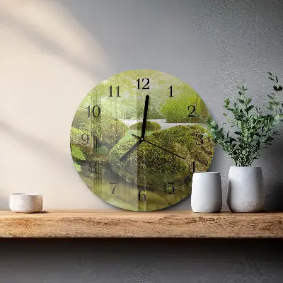Kulaté skleněné hodiny na stěnu Příroda