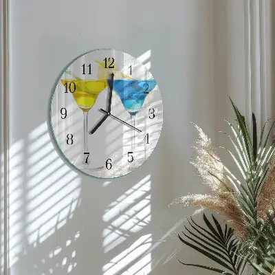 Nástěnné hodiny skleněné kulaté Koktejl