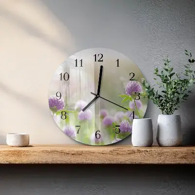 Hodiny s fotkou skleněné kulaté Květiny