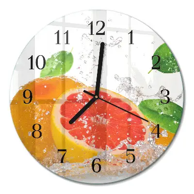 Nástěnné hodiny skleněné kulaté Grapefruit