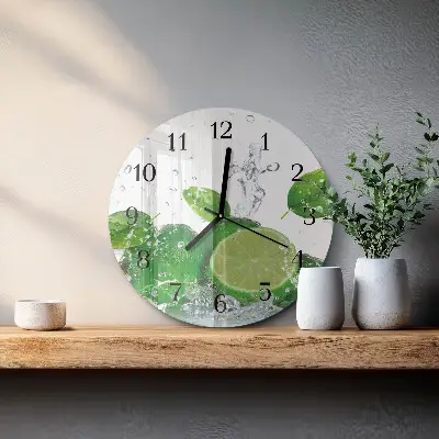 Kulaté skleněné hodiny na zeď Uhličitan vápenatý