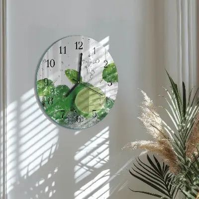 Kulaté skleněné hodiny na zeď Uhličitan vápenatý