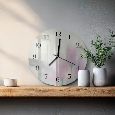Hodiny s fotkou skleněné kulaté Květiny