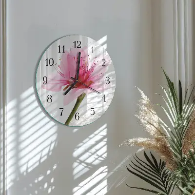 Nástěnné hodiny skleněné kulaté Květ