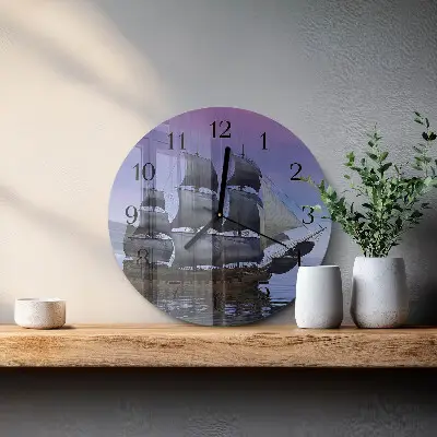 Kulaté skleněné hodiny na stěnu Plachtění