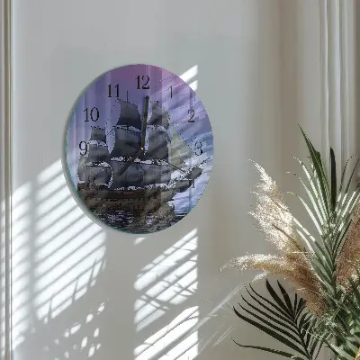 Kulaté skleněné hodiny na stěnu Plachtění