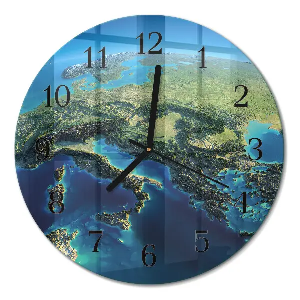 Nástěnné hodiny skleněné kulaté Země