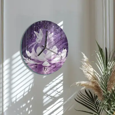 Kulaté skleněné hodiny na zeď Květ
