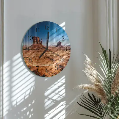 Nástěnné hodiny skleněné kulaté Poušť