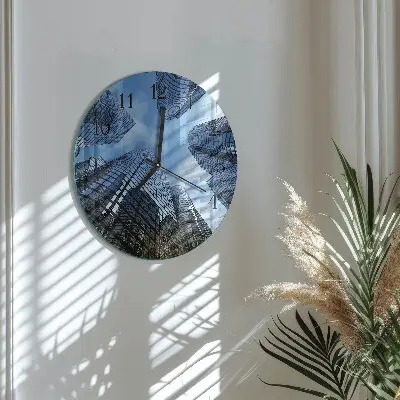 Nástěnné hodiny skleněné kulaté Skleněné budovy