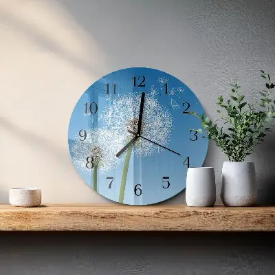 Hodiny s fotkou skleněné kulaté Pampeliška