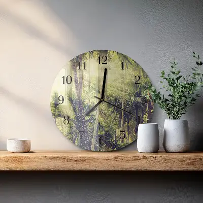 Kulaté skleněné hodiny na zeď Palmy