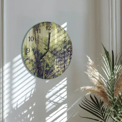 Kulaté skleněné hodiny na zeď Palmy