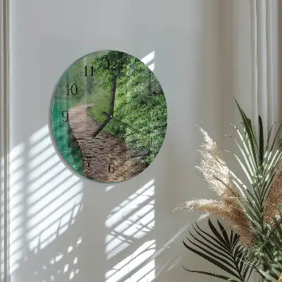 Hodiny na skle kulaté Dřevěné molo