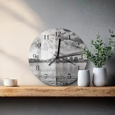 Hodiny s fotkou skleněné kulaté Most