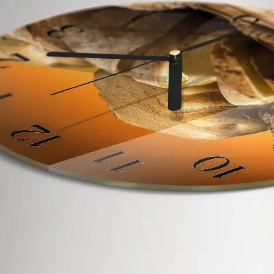 Kulaté skleněné hodiny na zeď Chléb