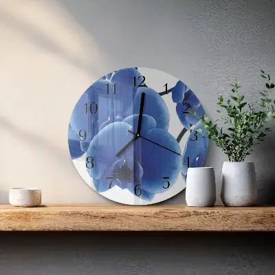 Hodiny s fotkou skleněné kulaté Orchidej
