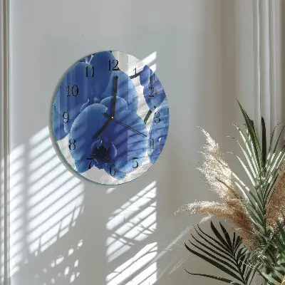 Hodiny s fotkou skleněné kulaté Orchidej