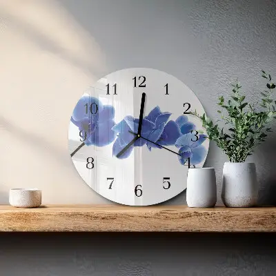 Nástěnné hodiny skleněné kulaté Orchidej