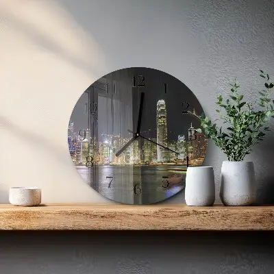 Kulaté skleněné hodiny na zeď Horizont