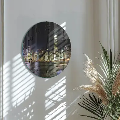 Kulaté skleněné hodiny na zeď Horizont