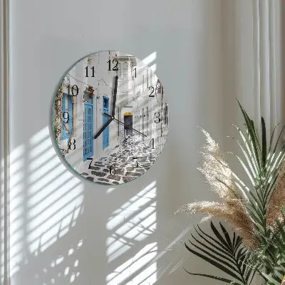 Hodiny na skle kulaté Santorini