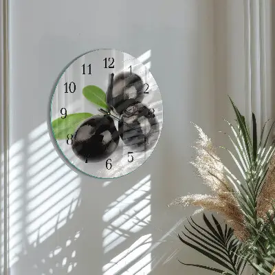 Kulaté skleněné hodiny na stěnu Olivy