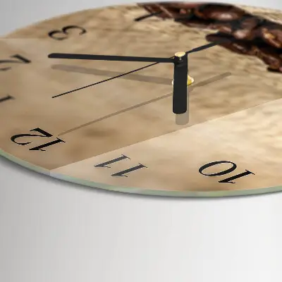 Nástěnné hodiny skleněné kulaté Kávová zrna