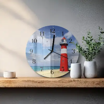 Hodiny s fotkou skleněné kulaté Maják